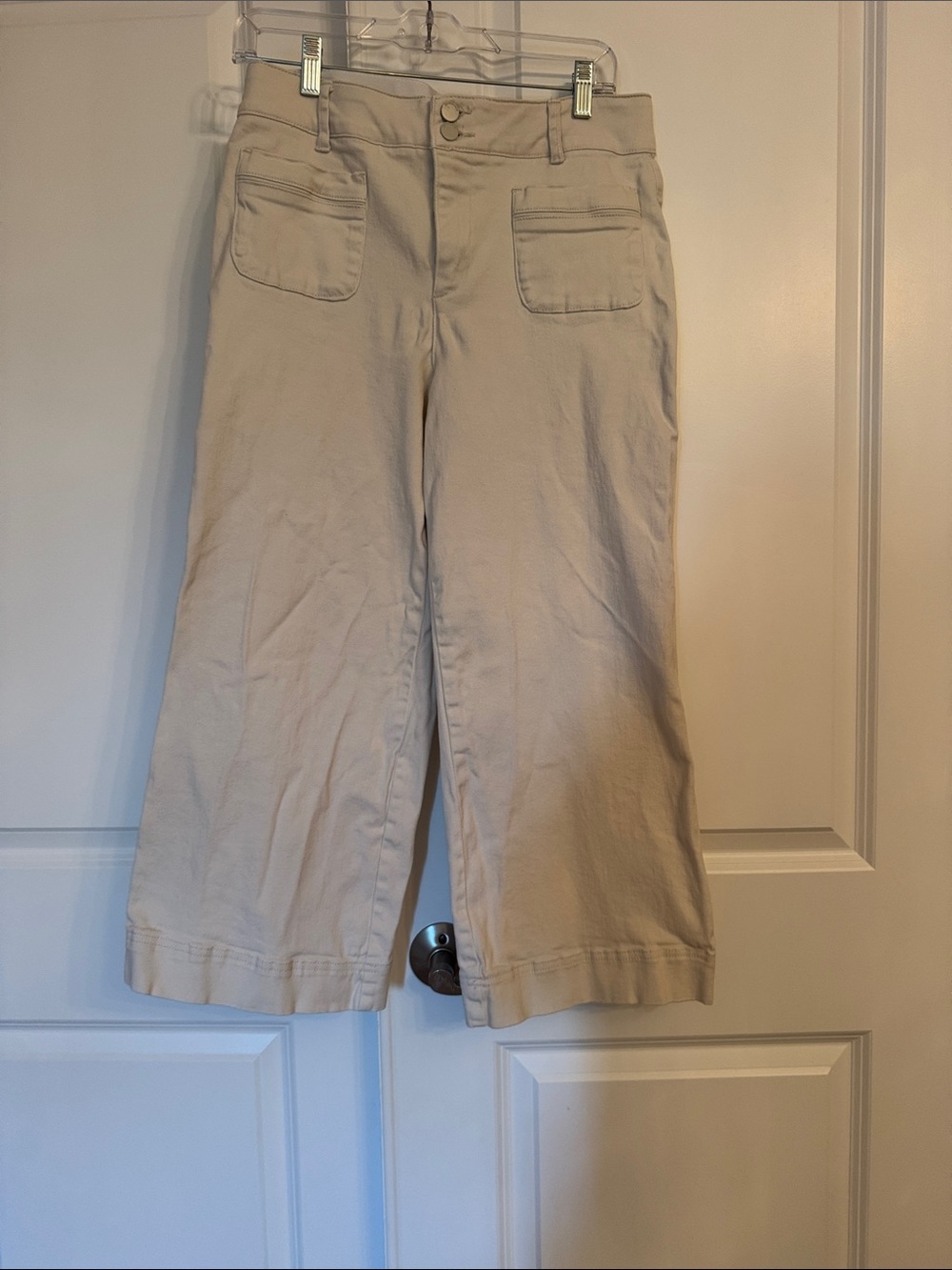 Democracy Cropped Wide-Leg Pants in Light Tan